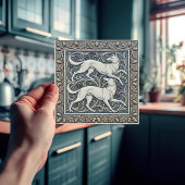 Wolves Arts & Crafts Wall Decor Art Nouveau Crane タイル