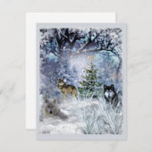 Wolves at Christmas a Winter Wonderland Flat Card シーズンカード (正面/裏面)