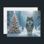 Wolves at Christmas a Winter Wonderland Flat Card シーズンカード<br><div class="desc">「AIで生み出された作品で、デザイン方向はスサン6による」</div>