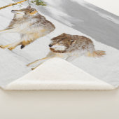 Wolves in Snow 絵画's -オリジナルワイルドライフアート シェルパブランケット (3/4)