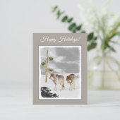 Wolves in Snow 絵画's -オリジナルワイルドライフアート シーズンポストカード (スタンド正面)