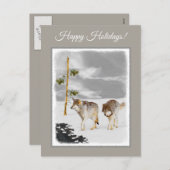 Wolves in Snow 絵画's -オリジナルワイルドライフアート シーズンポストカード (正面/裏面)