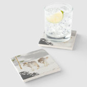 Wolves in Snow 絵画's -オリジナルワイルドライフアート ストーンコースター (横)