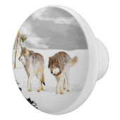 Wolves in Snow 絵画's -オリジナルワイルドライフアート セラミックノブ (右)