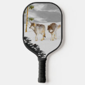Wolves in Snow 絵画's -オリジナルワイルドライフアート ピックルボールラケット (裏面)