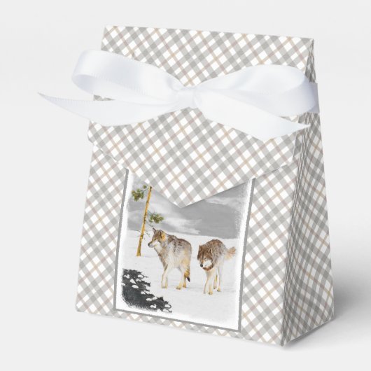 Wolves in Snow 絵画's -オリジナルワイルドライフアート フェイバーボックス (正面サイド)