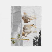 Wolves in Snow 絵画's -オリジナルワイルドライフアート フリースブランケット (正面)