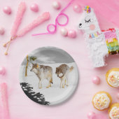 Wolves in Snow 絵画's -オリジナルワイルドライフアート ペーパープレート (パーティー)