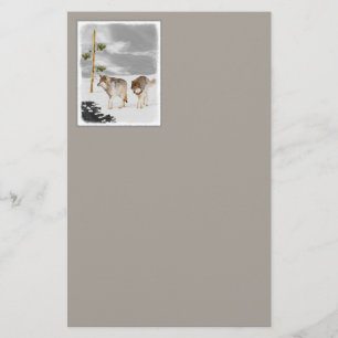 Wolves in Snow 絵画's -オリジナルワイルドライフアート 便箋