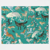 Wolves of the World (pattern) #1 フリースブランケット (正面(横))