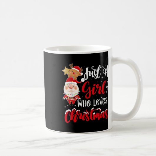 Womのクリスマスおもしろいデザインが大好きな女の子 コーヒーマグカップ (右)