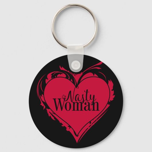 WOMAN 扱いにく red artハート キーホルダー (正面)