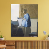 Woman 読's a Letter, c.1662-63 (キャンバス上の油) キャンバスプリント (インサイチュ (リビング))