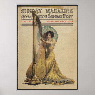 『Woman, 遊's Harp』誌Cover 1908 ポスター