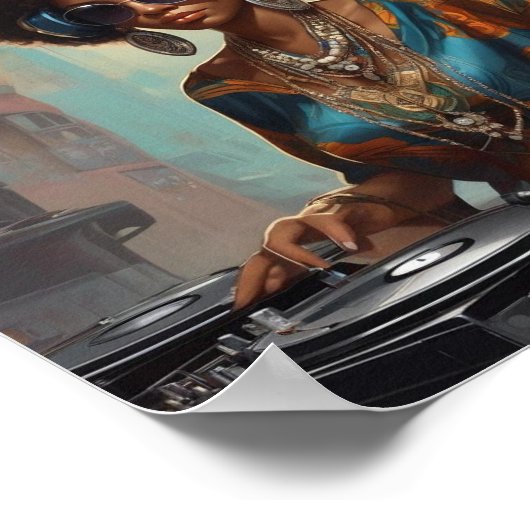 woman afro dj ポスター (角)