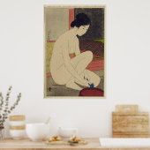 Woman after Bath - 日本のヴィンテージArt Reprint ポスター (キッチン)