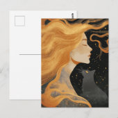 Woman and a Cat ポストカード (正面/裏面)