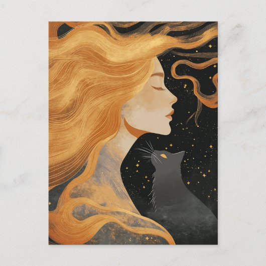 Woman and a Cat ポストカード (正面)