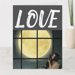 WOMAN AND CAT LOVE誕生日ビッグカード カード