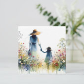Woman and Child with Flowers Floral Mother's Day カード (スタンド正面)