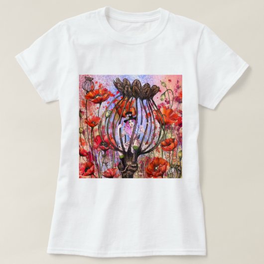 Woman and Poppies T-Shirt Tシャツ (デザイン正面)