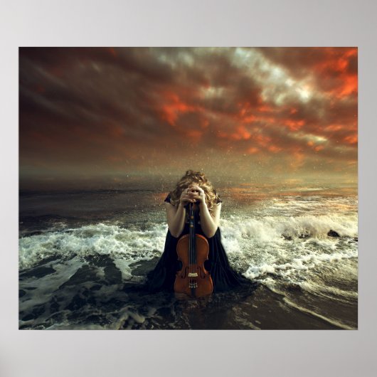 Woman and Violin in the Ocean ポスター (正面)