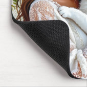 Woman and White Cat and Dandelions  マウスパッド (コーナー)