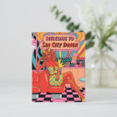 Woman at the Sin City Diner Comic Book Style ポストカード (スタンド正面)