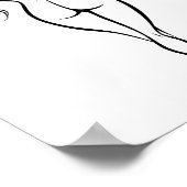 Woman Back View Minimalist Line Art Sketch ポスター (角)