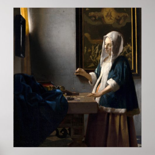 Woman & Balance - Johannes Vermeer Fine Art Poster ポスター (正面)