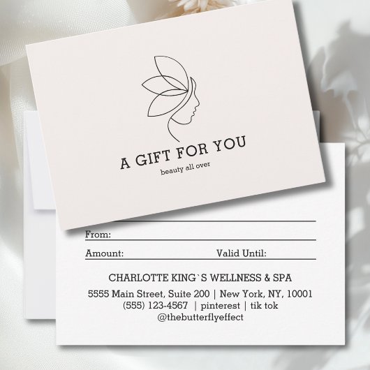 Woman Beauty Line Art Beige Gift Certificate