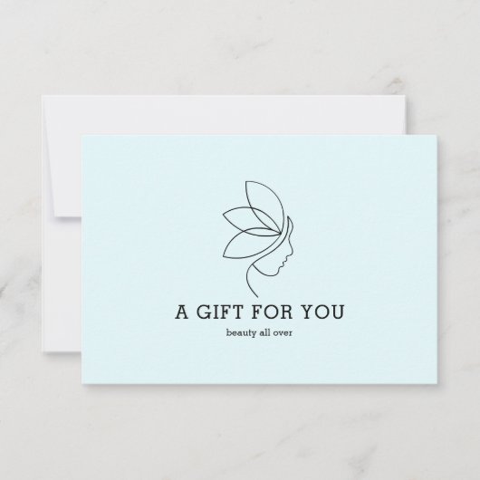 Woman Beauty Line Art Blue Gift Certificate (正面)