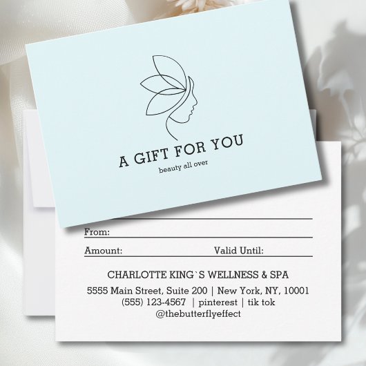 Woman Beauty Line Art Blue Gift Certificate
