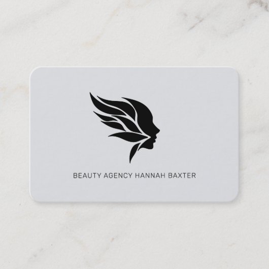 Woman Beauty Logo, Modern, Salon, Gray 名刺 (正面)