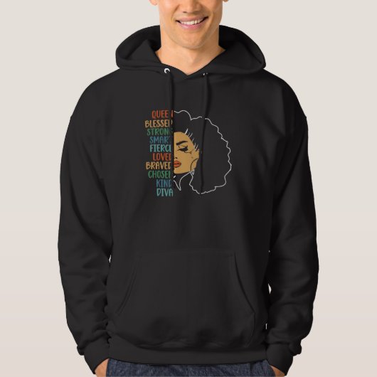 Woman Black Queen Afro African American Melanin Na パーカ (正面)