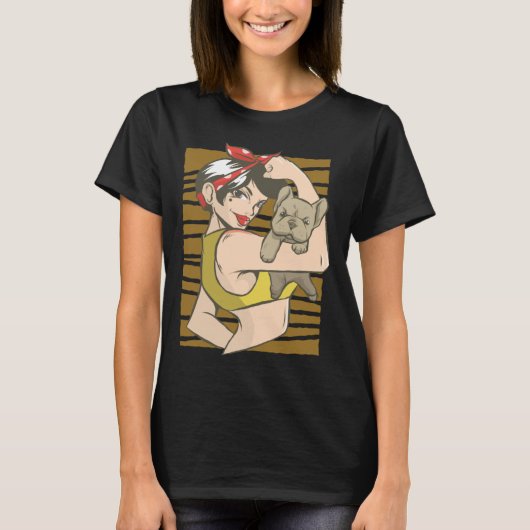 Woman Bulldog Pinup Tシャツ (正面)