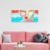 Woman by the Sea抽象芸術デジ絵を描タル キャンバスプリント (インサイチュ (リビング))