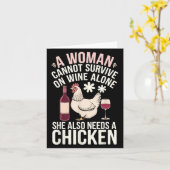 Woman Cannot Survive Wine Alone She Needs Chicken  カード (黄色い花)