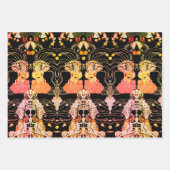 WOMAN,CENTAURフローラ赤白黒クリムトパターン ラッピングペーパーシート (正面3)