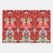 WOMAN,CENTAURフローラ赤白黒クリムトパターン ラッピングペーパーシート (正面2)