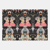 WOMAN,CENTAURフローラ赤白黒クリムトパターン ラッピングペーパーシート (正面)