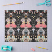 WOMAN,CENTAURフローラ赤白黒クリムトパターン 薄葉紙 (クラフト)