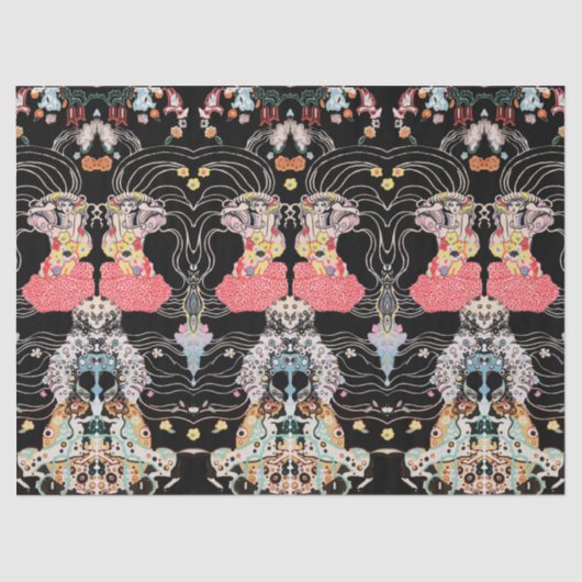 WOMAN,CENTAURフローラ赤白黒クリムトパターン 薄葉紙 (正面)