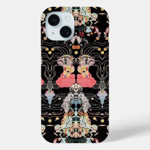 WOMAN,CENTAURフローラ赤白黒クリムトパターン iPhone 15ケース