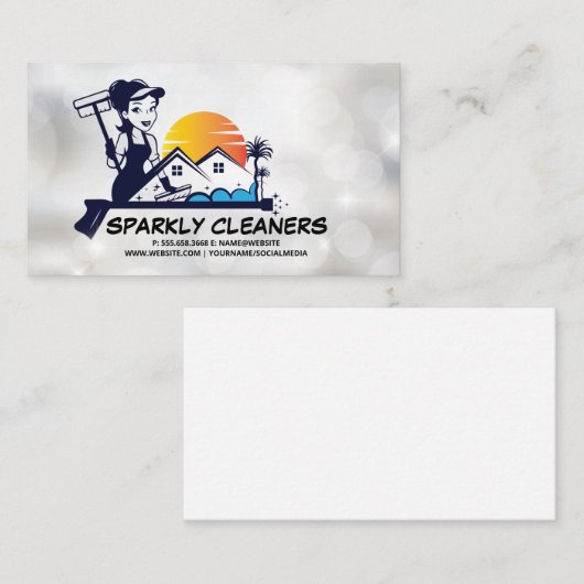 Woman Cleaner | House Maid Home Logo 名刺 (正面/裏面)