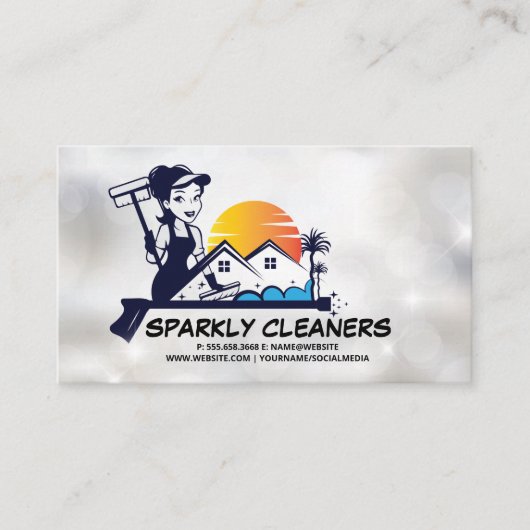 Woman Cleaner | House Maid Home Logo 名刺 (正面)
