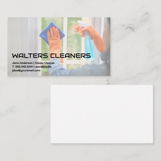 Woman Cleaning Window 名刺 (正面/裏面)