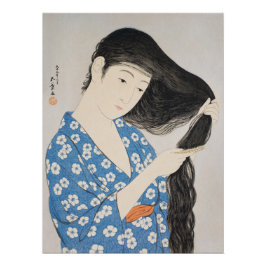 Woman Combing Her Hair ポスター