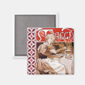 Woman Cooking, Alphonse Mucha マグネット (正面/裏面)