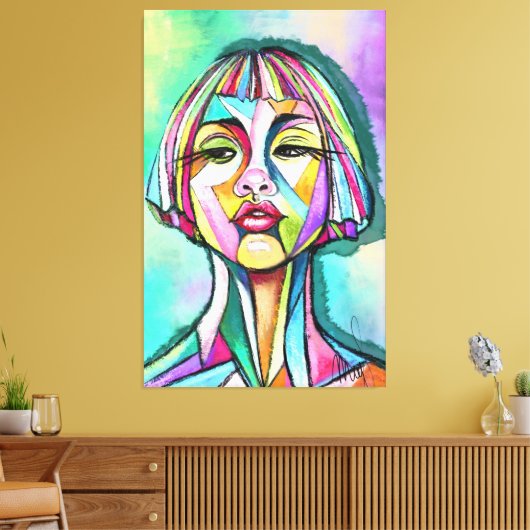 Woman Cubism Art Style Canvas Print キャンバスプリント (インサイチュ (リビング))